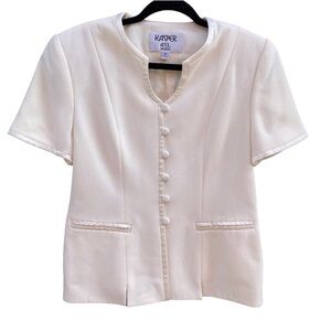 Kasper ASL Petite Cream Short Sleeve Vintage Blazer Sz 8